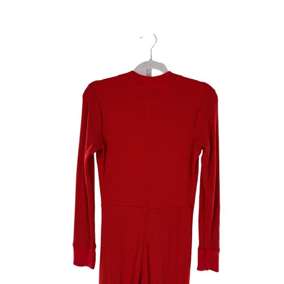 Everlane Red Cotton The Waffle Knit Onesie One Piece Jumpsuit - Picture 9 of 12